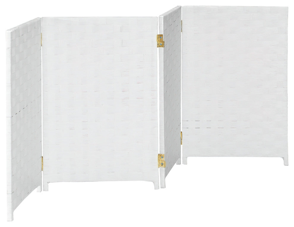 2 ft. Short Woven Fiber Room Divider 4 Panel White