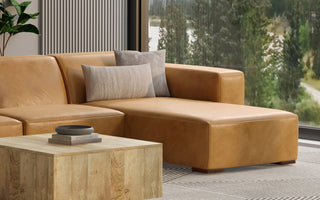 Rex Right Chaise Sofa Module in Genuine Leather