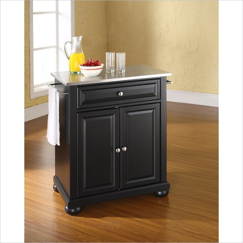 Alexandria Stainless Steel Top Portable Kitchen Island
