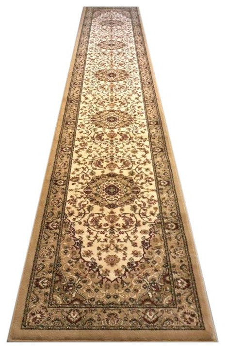 Mersin Collection Persian Style Area Rug - Olefin Rug with Jute Backing, Ivory - 3'' X 20''