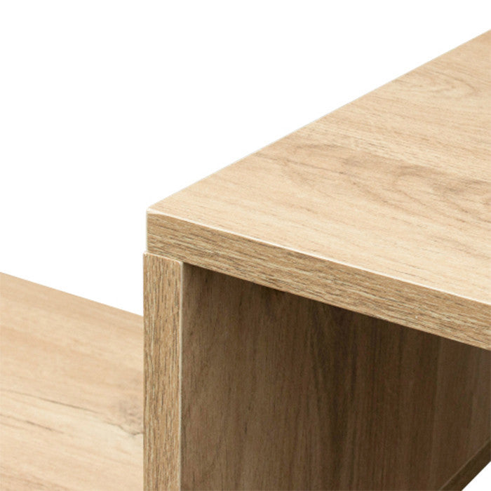 L-Shaped TV Stand Display Shelf Bookcase for Home with OAK finish