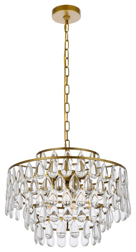 Mila Five Light Pendant in Brass