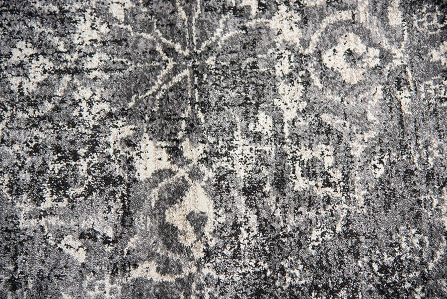 Panache PN6971 Gray Central Medallion Floral Area Rug, Rectangular 9'10"x12'6"