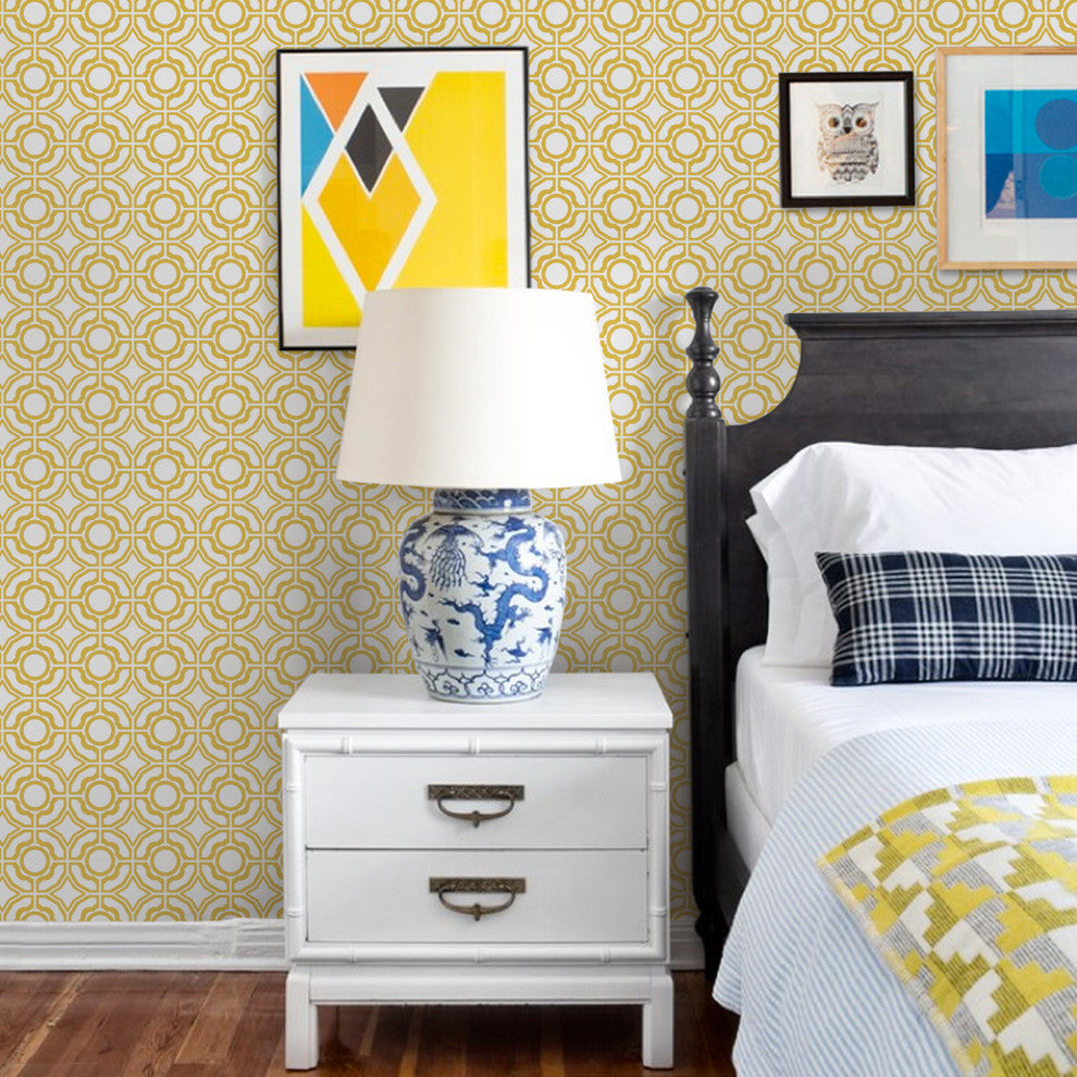 Daisy Peel and Stick Vinyl Wallpaper, Custard Yellow, 24"w X 60"h
