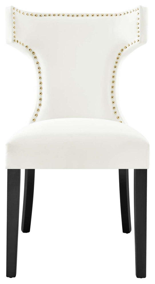 Dining Chair, Nailhead, Set of 2, White, Velvet, Modern, Bistro Hospitality