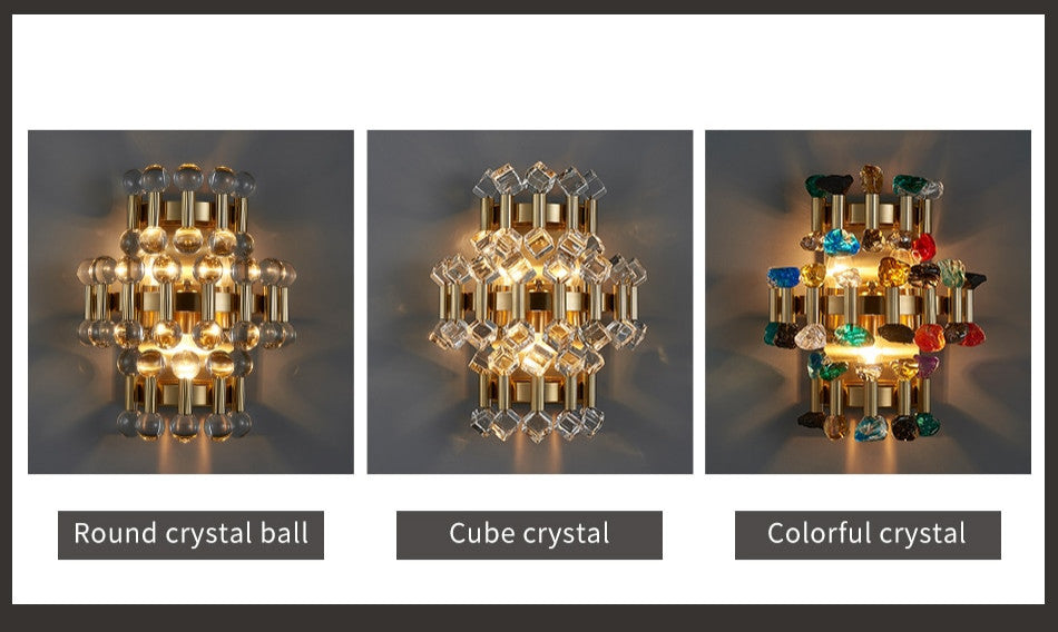 Coruna | Modern colorful design sconce for bedroom, Cube Crystal