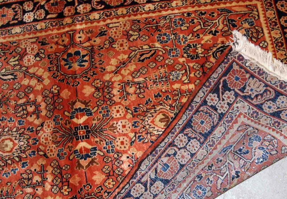 Handmade Antique Persian Sarouk Rug, 3.3'x5.3', 100cmx161cm 1920s