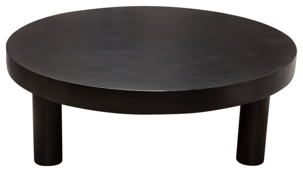 Rune 42" Round Cocktail Table With Iron Leg Base, Black