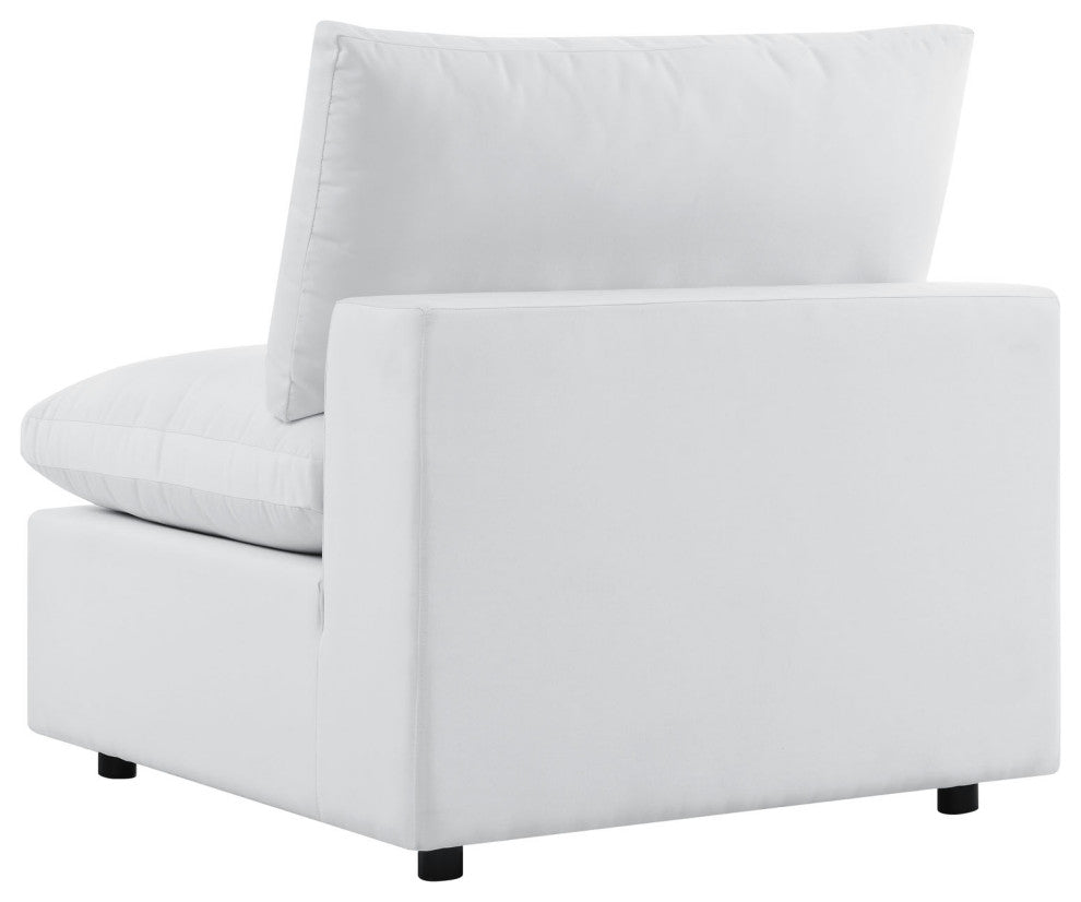 Modular Lounge Sectional Deep Sofa Chair Set, Sunbrella, White, Modern, Outdoor