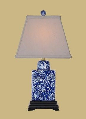 Porcelain Blue and White Plum Tree Tea Caddy Lamp