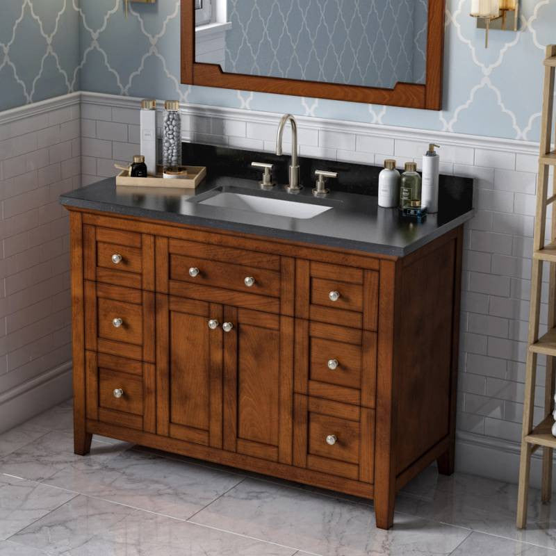 Chatham Traditional 48" Chocolate Single Sink Vanity, Black Granite Vanity Top