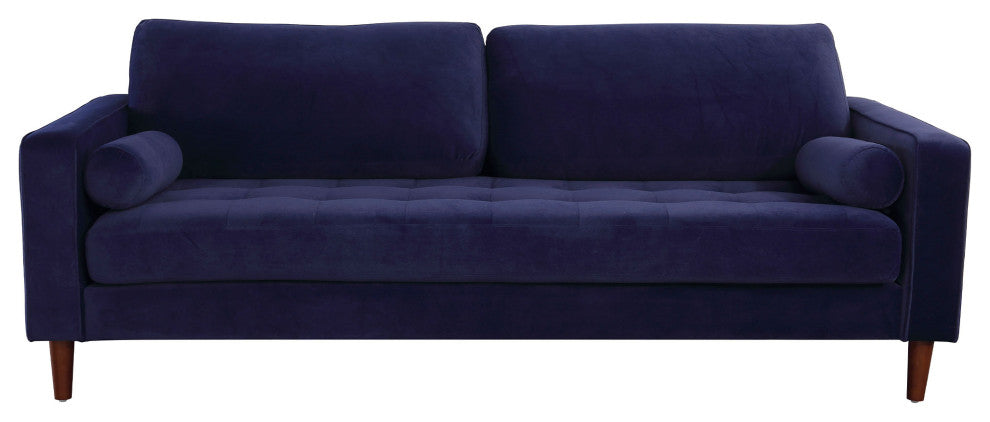 Frederick Modern Contemporary Velvet Sofa, Blue