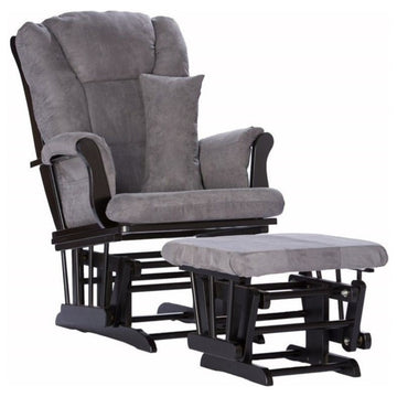 Stork Craft Custom Tuscany Glider and Ottoman in Black and Grey