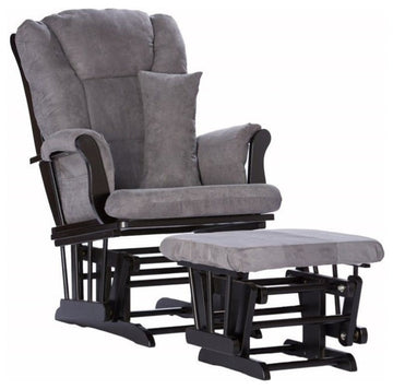 Stork Craft Custom Tuscany Glider and Ottoman in Black and Grey