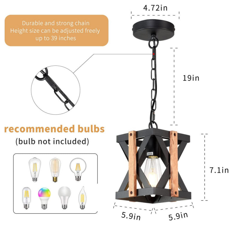 Farmhouse Pendant Lighting for Kitchen Island Wood Cage Pendant Light