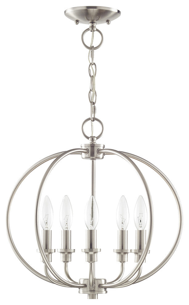 Milania Convertible Chain-Hang and Ceiling Mount, Antique Brass, Brushed Nickel