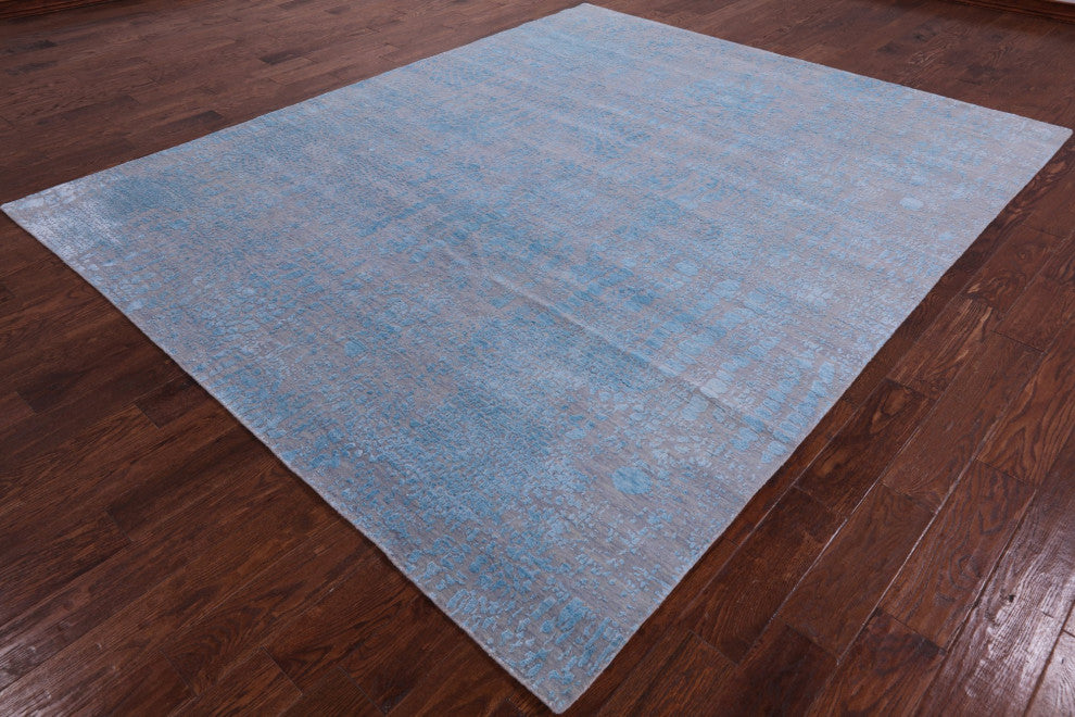 Contemporary Handmade Wool and Silk Rug 8' 0" X 9' 10" Q6694