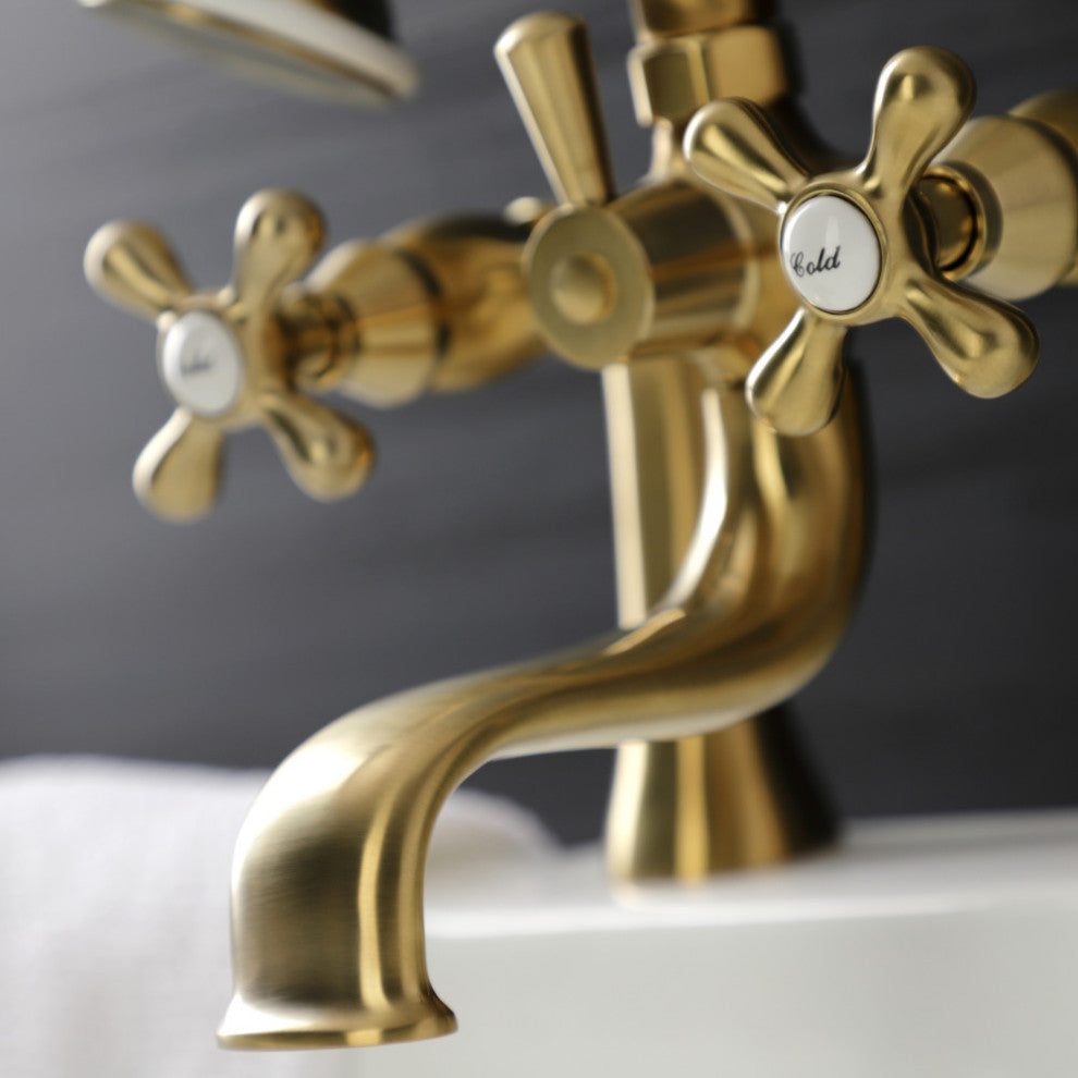 KS228SB Deck Mount Clawfoot Tub Faucet With Hand Shower, Brushed Brass