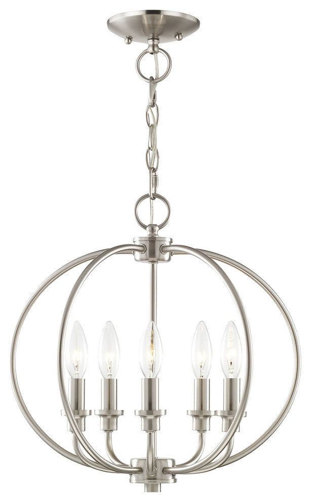 Milania Convertible Chain-Hang and Ceiling Mount, Antique Brass, Brushed Nickel