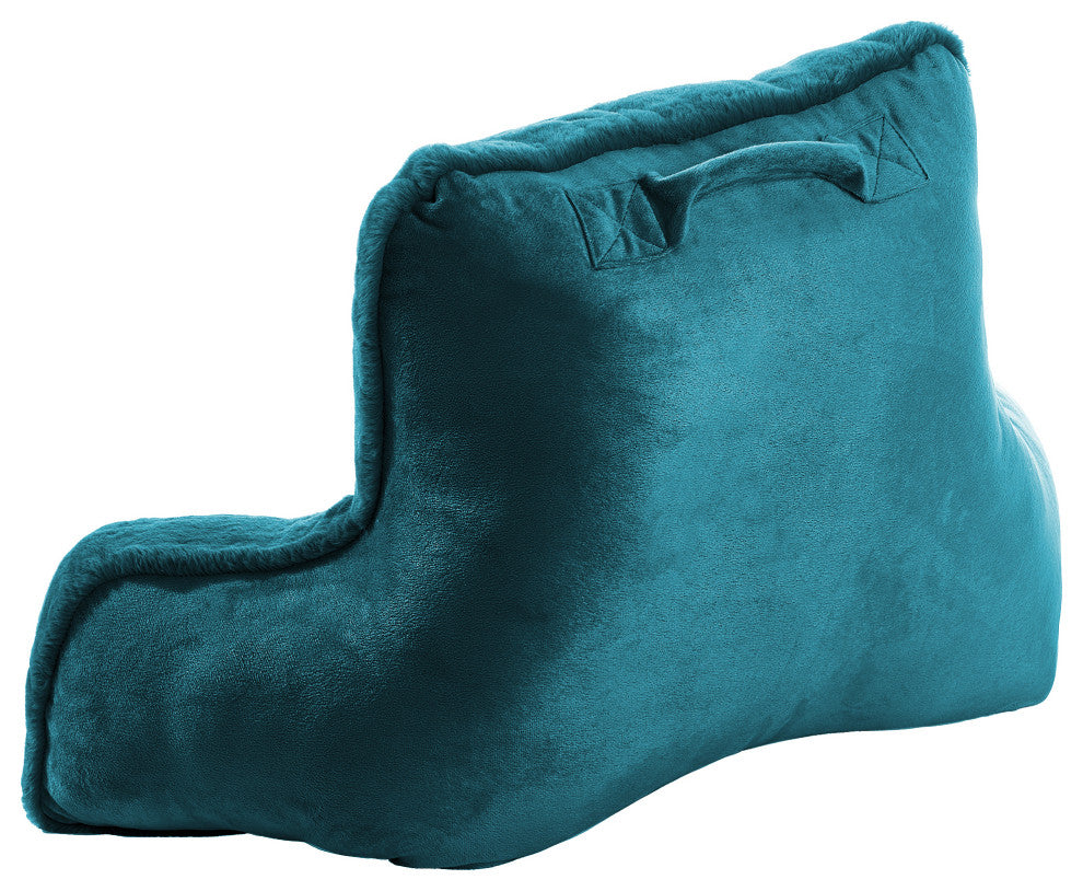 Solid Light Faux Fur Bedrest,20" x 18" x 17", Deep Teal