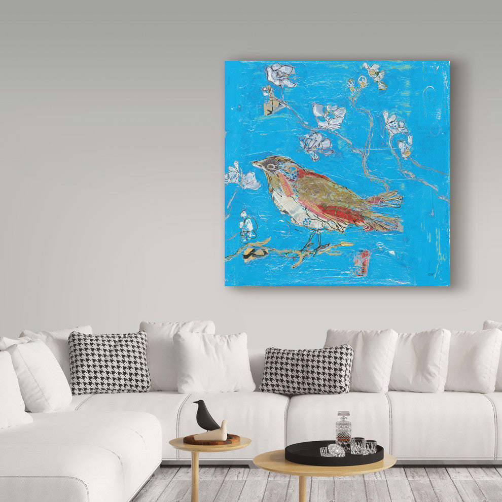 Kellie Day 'Blue Bird' Canvas Art, 35"x35"