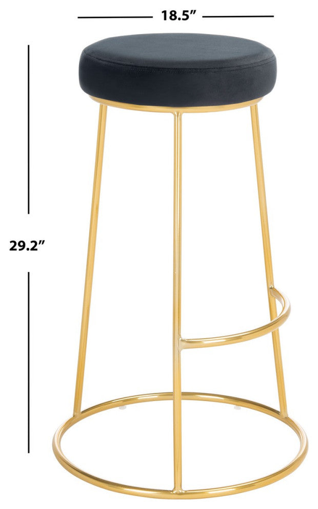 Safavieh Sabina Round Bar Stool, Black/Gold