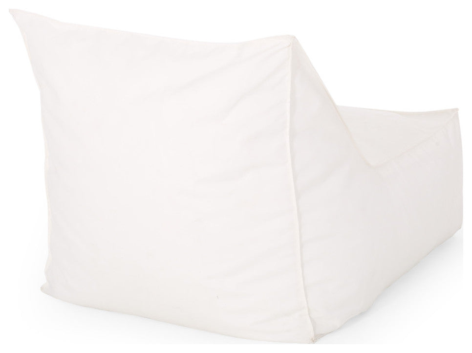 GDF Studio Tulum Outdoor Water Resistant Fabric Bean Bag Lounger, White