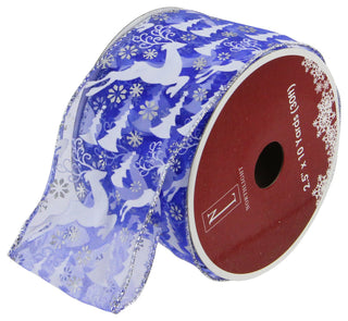 Flying Reindeer Wired Christmas Craft Ribbon