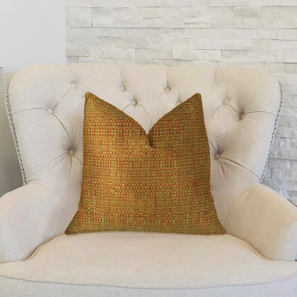Melbourne Orange and Mint Handmade Luxury Pillow, 20"x20"