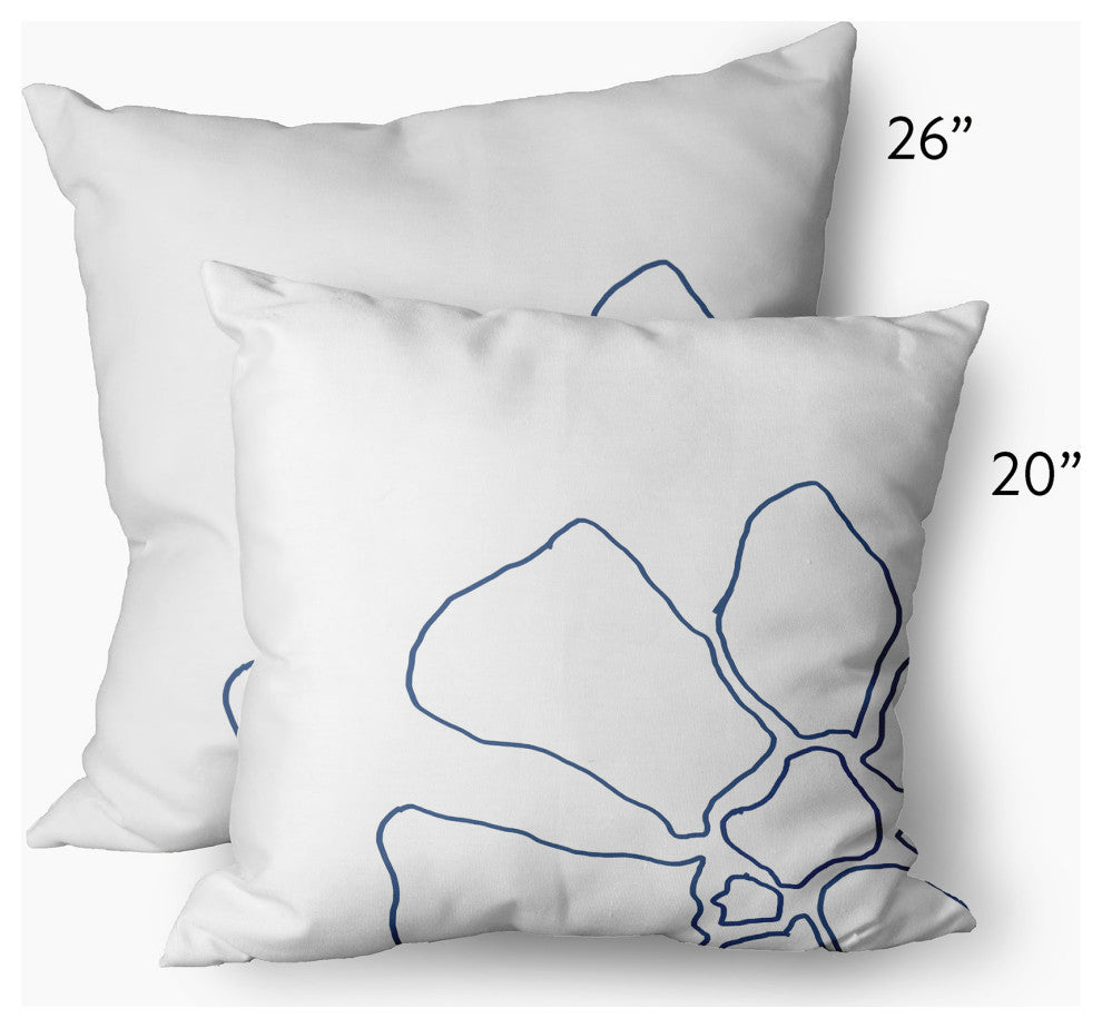 Petal Lines Decorative Throw Pillow, Blue/White, 20x20"