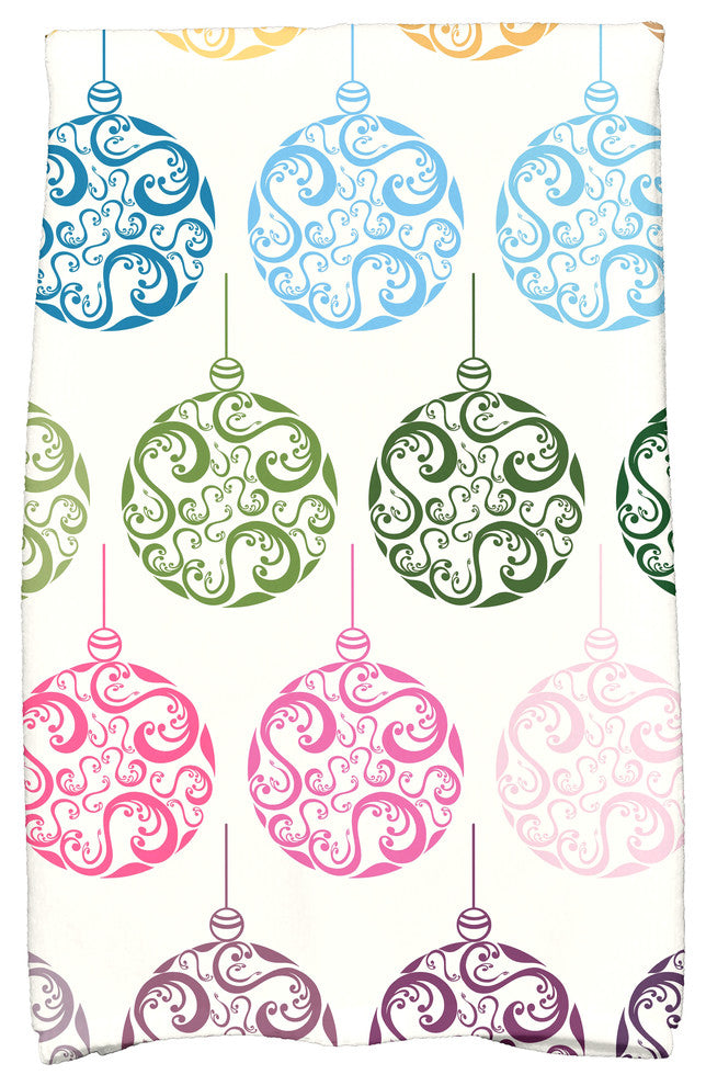 Painterly Bulbs Decorative Holiday Geometric Print Hand Towel, Teal