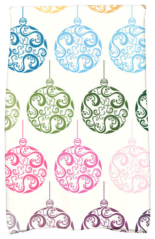 Painterly Bulbs Decorative Holiday Geometric Print Hand Towel, Teal