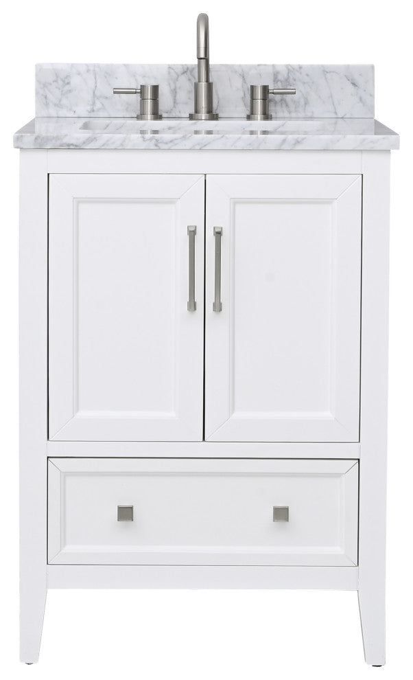 Avanity Everette 24" Vanity Combo in White and Carrara White Marble Top
