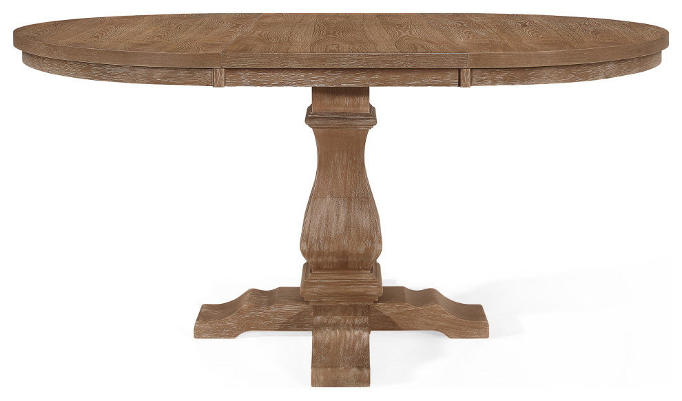Ashlyn French Country Wood 5-Piece Expandable Dining Set, Light Gray/Natural