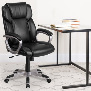 Black Mid-Back Leather Chair