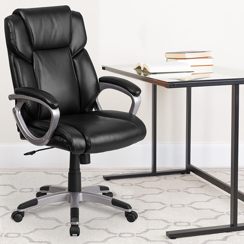 Black Mid-Back Leather Chair