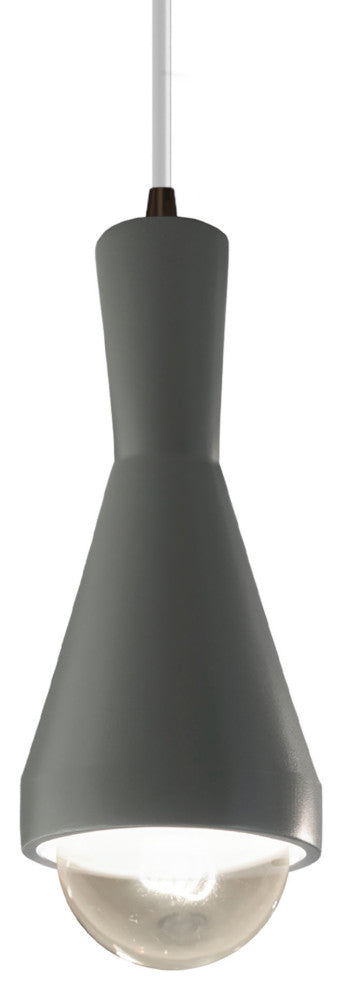 Erlen Pendant, Pewter Green, Dark Bronze, White Cord, Incandescent