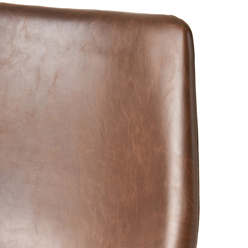 GDF Studio Central Vintage Brown Faux Leather Bar Stool, Set of 2, Brown, Pu