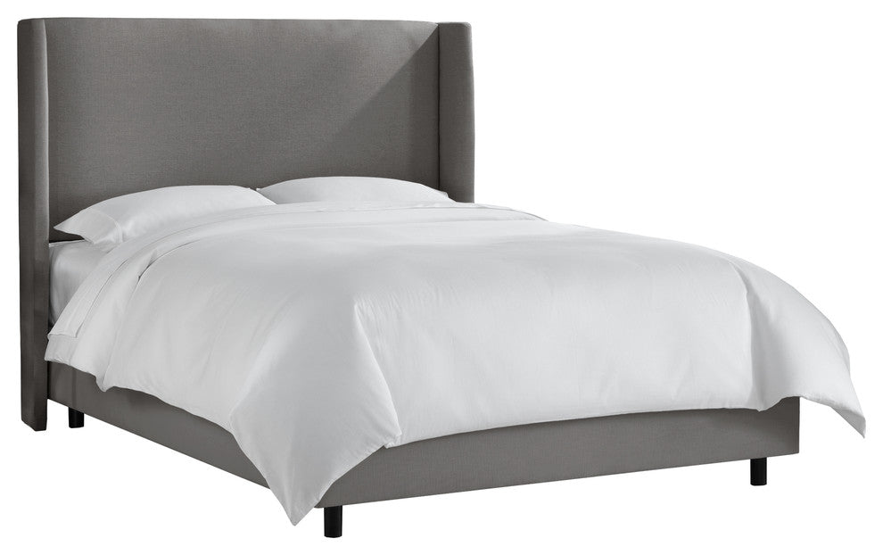 Maxwell Wingback Bed, Linen Gray, Full