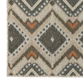 Oriental Weavers Latitude Grey/ Orange Geometric Indoor/Outdoor Rug 7'10"X10'