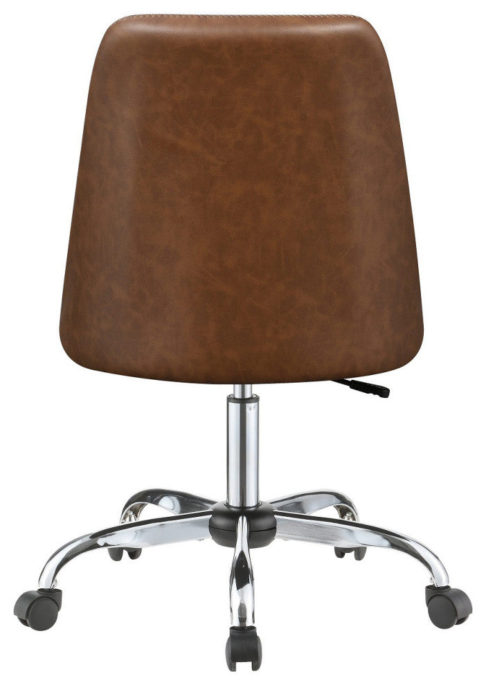 Upholstered Diamond Tufted Back Office Chair, Brown