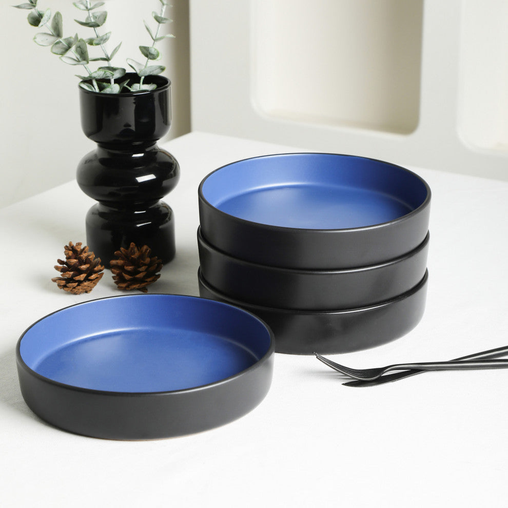 Stone Lain Albie Stoneware 20 Piece Dinnerware Set With Pasta Bowls, Blue