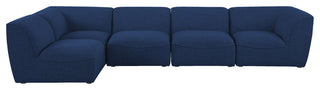 Miramar Linen Textured Fabric  5-Piece Modular L-Shaped Sectional, Navy