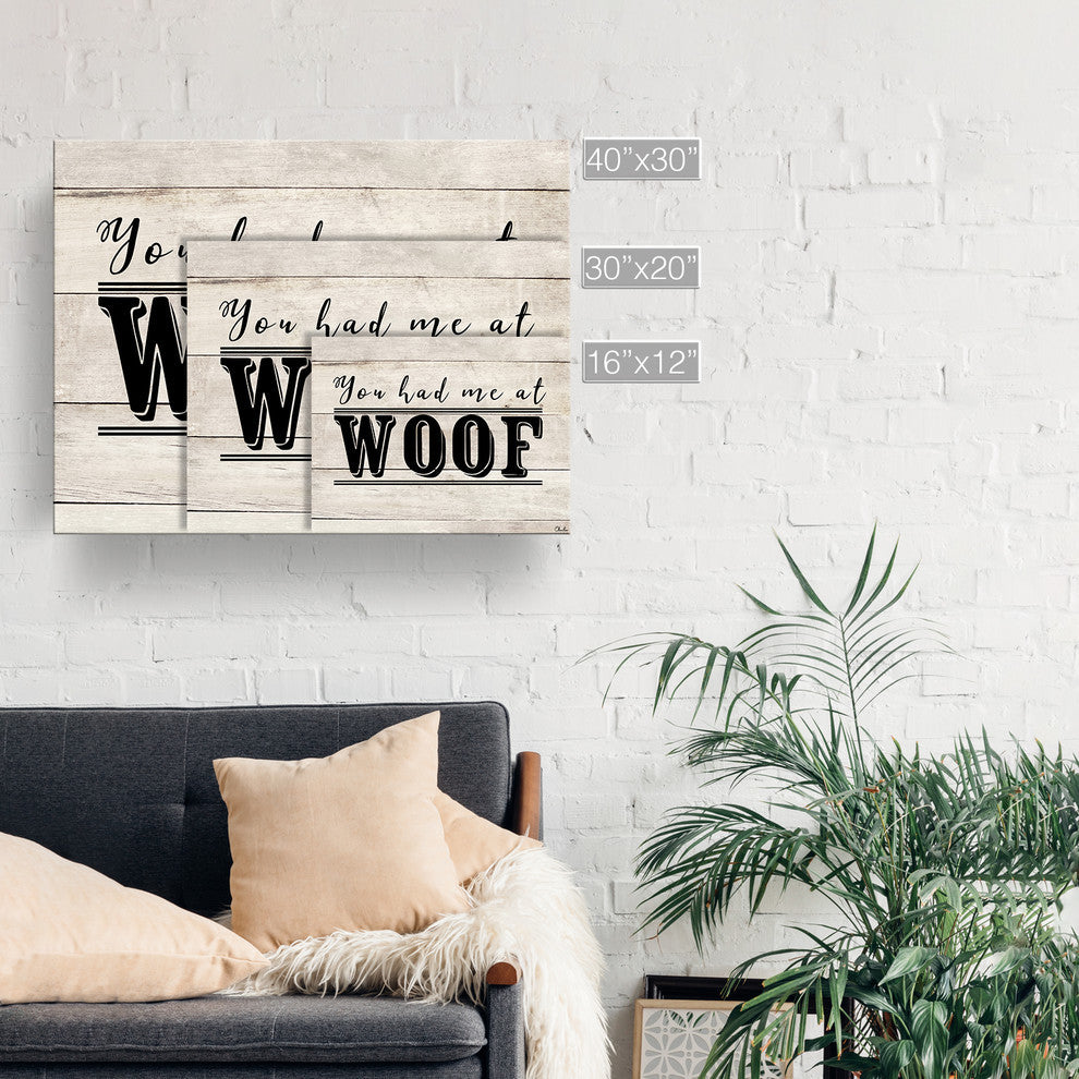 Ready2HangArt ''WOOF'' Wrapped Canvas Dog Wall Art, 12"x16"