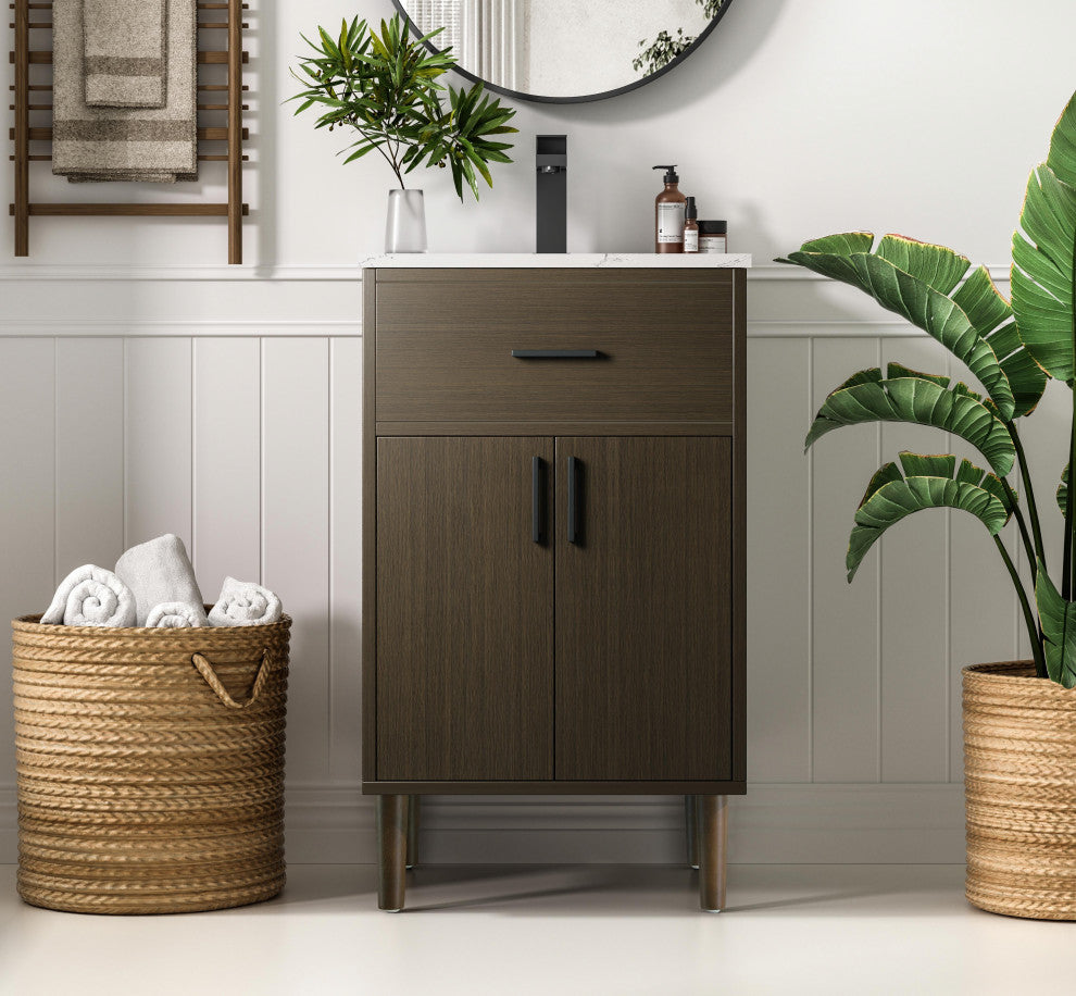 Home Living 20" Single Bathroom Vanity, Mocha Brown