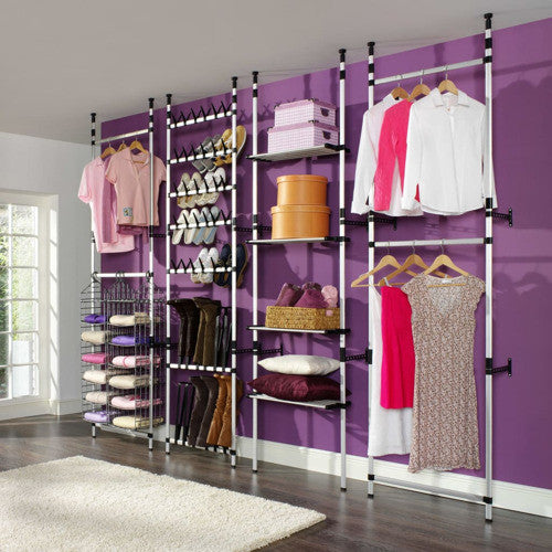 vidaXL Shoe Rack Telescopic Shoe Organizer Shelf Stand with Rods Aluminum