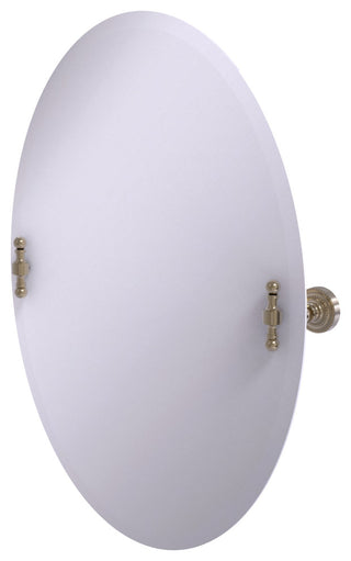 Frameless Oval Beveled Edge Tilt Mirror, Antique Pewter