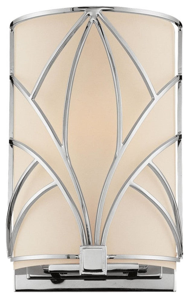 Storyboard 1-Light Wall Sconce, Chrome With Etched Opal Glass