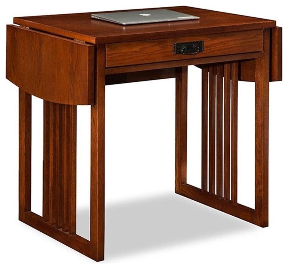 Leick Computer Wood Desk in Mission Oak Chocolate