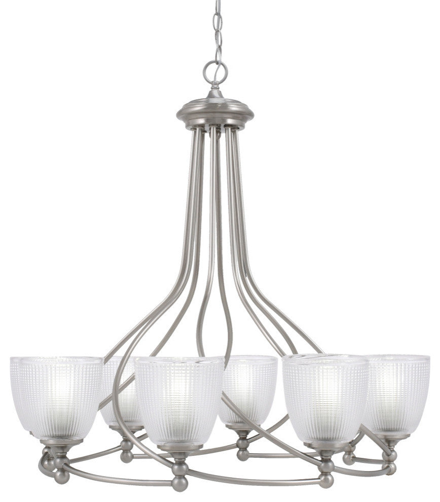 Capri 8-Light Chandelier, Brushed Nickel/Clear Ribbed